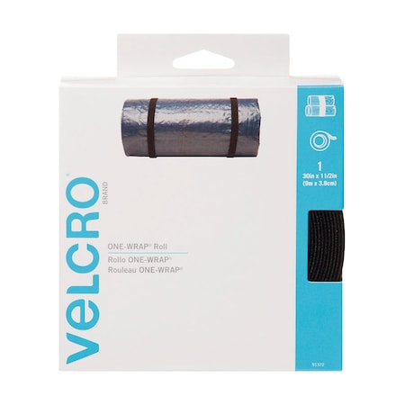 Velcro Brand Reclosable Fastener, 30 ft, 1-1/2" W, Black 91372